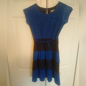 Navy Blue and Black Striped Dress